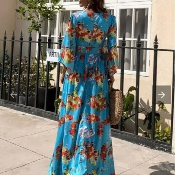 FLORAL PRINT SPECIAL OCCASIONS MAXI DRESS - Picture 4 of 10